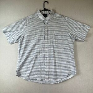 Charleston Threads Mens XXL Blue White Striped Cotton Short Sleeve Button Down